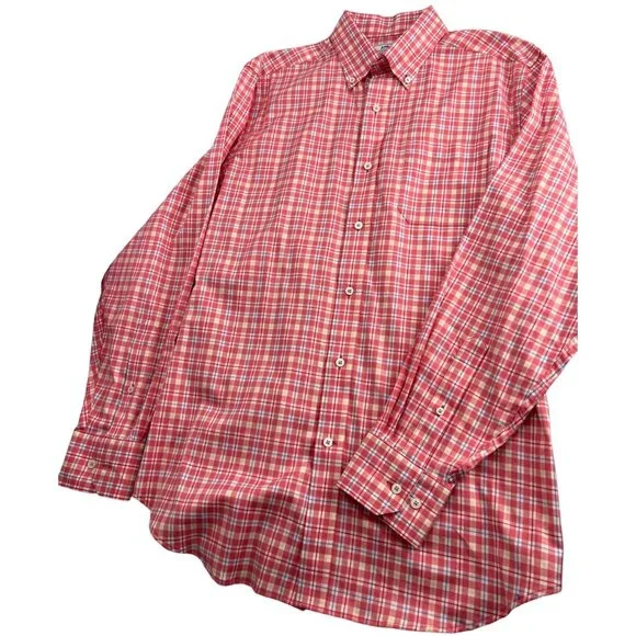 Southern Tide Shirt Mens Medium M Long Sleeve Button Up Stretch Peach Coastal - Picture 2 of 7